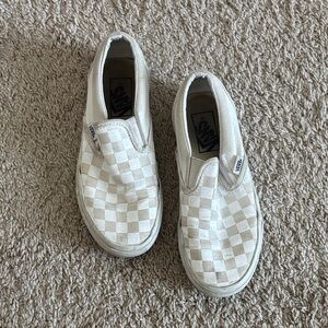 Vans Kids Slip-On Checkerboard Sneakers - White/Cream
